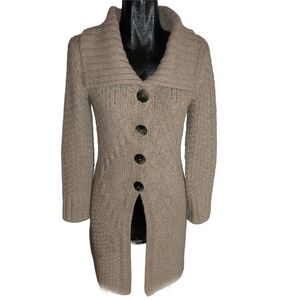 Chiaramente Tan Wool Alpaca Knit Duster Cardigan S